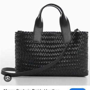 100% Leather Mango woven leather bag with cross body strap.
